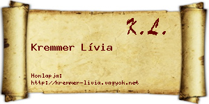 Kremmer Lívia névjegykártya